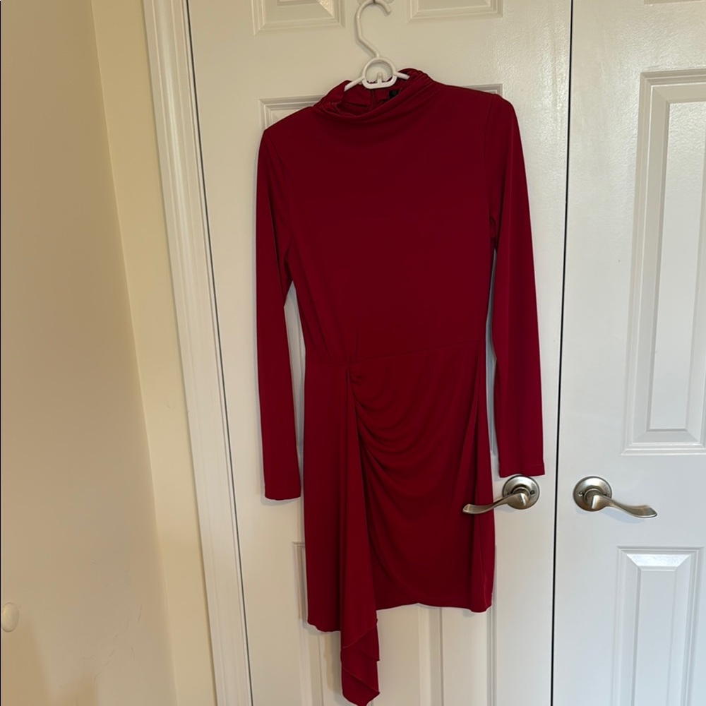 Elegant Red Long Sleeve Dress